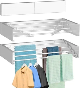 Laundry Drying Rack, Wall Mounted, Collapsible Clothes Drying Rack 31.5in Flush - Picture 1 of 7