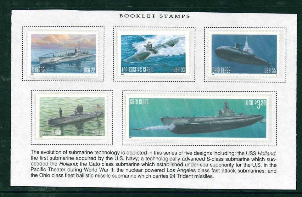 US Scott # 3373-77 Navy Submarines Set of Singles MNH issued 2000 - Image 1 of 1