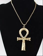 Fashion Jewelry ANKH Large Egyptian Pendant Cross Necklace Gold Color 91-1