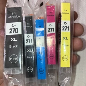 Paquete de 5 cartuchos de tinta C-270XL C-271XL reemplazo para Canon PXIMA MG5721 TS8020 TS9020 - Imagen 1 de 7
