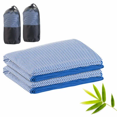 PEARL Tuch: 2er-Set schnelltrocknendes, leichtes Bambus-Handtuch, 200 x 80 cm
