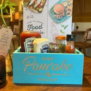 Condiment Caddy Table Branded Bright Blue Stain Restaurant cafe bar Hospitality - Picture 1 of 7