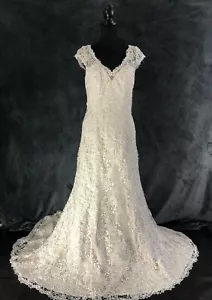 STUNNING VINTAGE WEDDING DRESS BY BERKETEX + BOLERO, SIZE 10 12 14 RRP £900 - Picture 1 of 10
