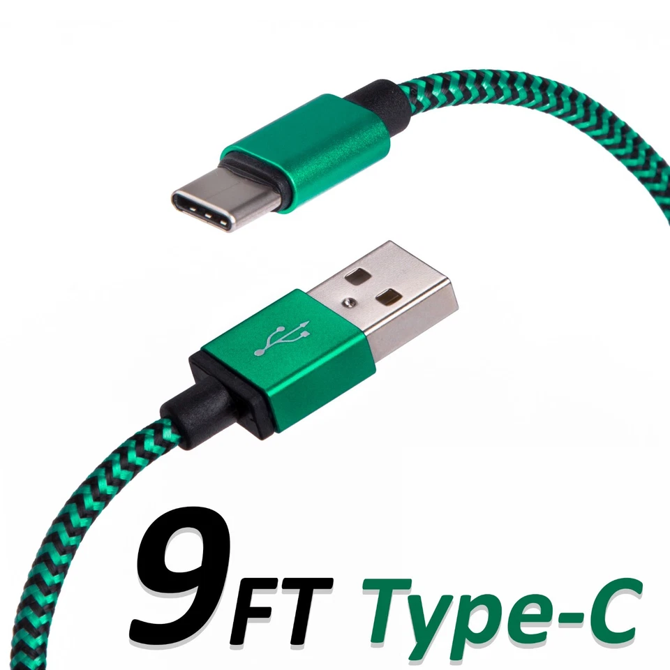9FT Type C USB Charger Data Cable Braided For Android Device Type-C High Quality - Image 1 of 3