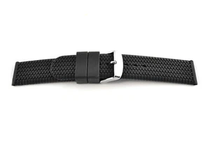 SCHWARZ SILIKON GUMMI REIFENMUSTER UHRENARMBAND SILICONE MOTORSPORT 18mm de - Picture 1 of 3