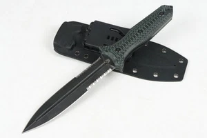 New Serrated Double Edge D2 Blade G10 Handle Tactics Dagger Hunting Knife VTH73 - Picture 1 of 10