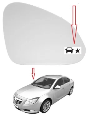 Außenspiegel Spiegelglas OPEL INSIGNIA A 2008-2016 Rechts Assistent Toter Winkel - Bild 1 von 4