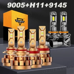AUXBEAM 9005+H11+9145 Canbus LED Headlight & Fog Bulbs for Ford F-150 2015-2024 - Picture 1 of 12