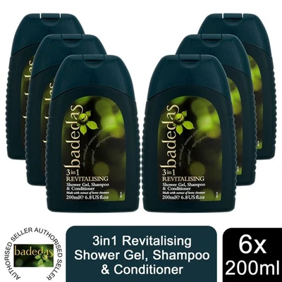 Badedas 3in1 Revitalising Shower Gel, Shampoo & Conditioner 200ml, 6 Pack - Image 1 of 4