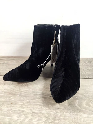 NEW Monsoon Women's Black Velvet Ankle Boots Kitten Heel UK4 EU37 - Image 1 of 4