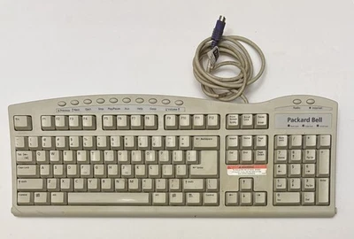 Packard Bell PS/2 Computer Media Select Keyboard Beige White FDA-116C - Image 1 of 4