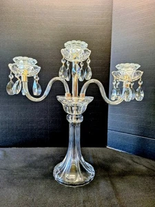 Kristall Kerzenleuchter Made in Slovakia 3-armiger Kerzenständer m. Kristallprismen Fab! - Bild 1 von 8