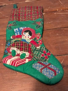 Vintage 16 Zoll handgefertigte gesteppte Weihnachtsstrumpf Puppe mit Geschenken - Bild 1 von 1