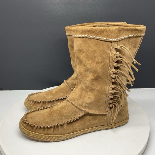 Stivali Ugg Hyland donna 9 5 mocassino stivaletti nappe scamosciati castagno 1009212