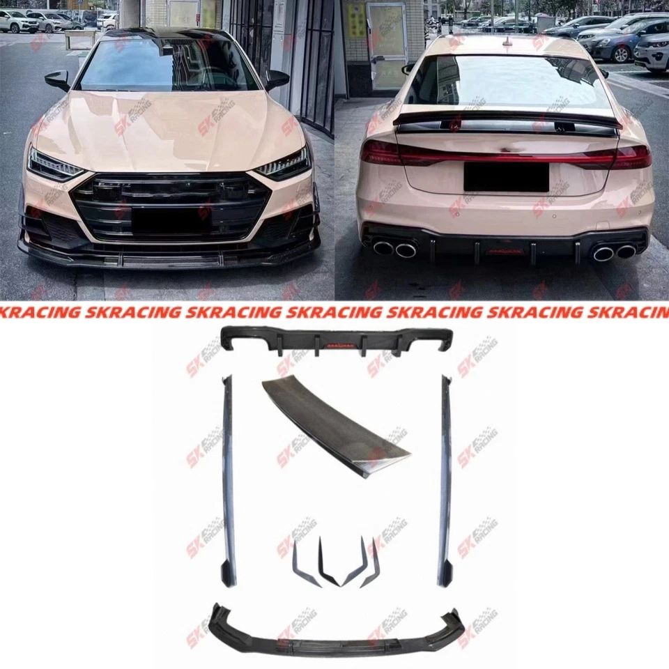 Alerón alerón faldón lateral parachoques trasero delantero de fibra de carbono seco para Audi S7 Sportback Foto 1 de 4
