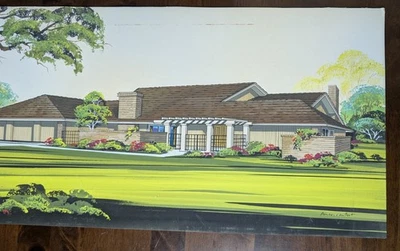 Casa modelo casa 2B dibujo acuarela dibujo arquitectónico MCM original Foto 1 de 4