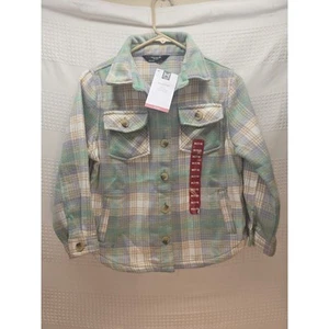 Members Mark Shacket Jacket Girls Size 7/8 Plaid Fleece Collared Button Up 6775 - Picture 1 of 5