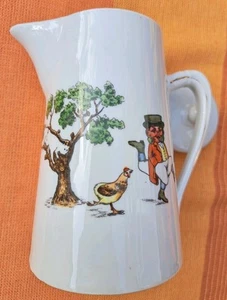 Vintage Czech Ceramic Isle Of Man Jug 3-Legged Man, Manx Cat Hidden In A Tree - Picture 1 of 16