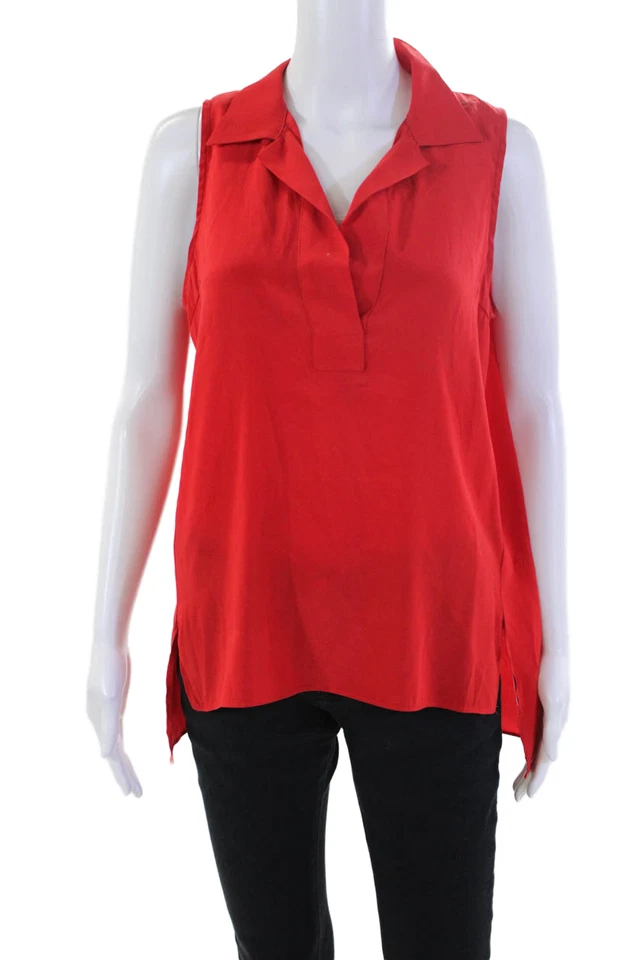 Camiseta sin mangas Drew para mujer con cuello de seda rojo cereza talla extra pequeña Foto 1 de 4
