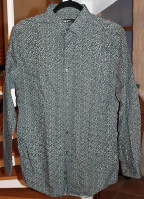 Camisa de vestir bar III ajustada para hombre M negra/blanca con cuello L/S abotonada usada Foto 1 de 4