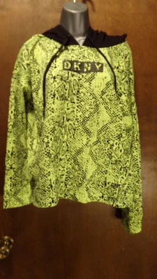DKNY Sport Women's Snake Print Activewear Hoodie Neon Green Yellow  Size L - Image 1 of 4