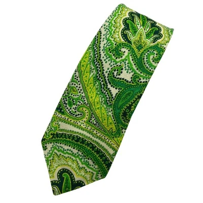 Corbata vibrante de cachemira Egara para hombre verde azul amarillo 100 % lino nueva sin etiqueta Foto 1 de 4