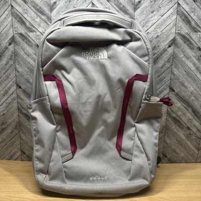 The North Face Vault Backpack Padded Laptop Light Gray Purple Pink - Image 1 of 4