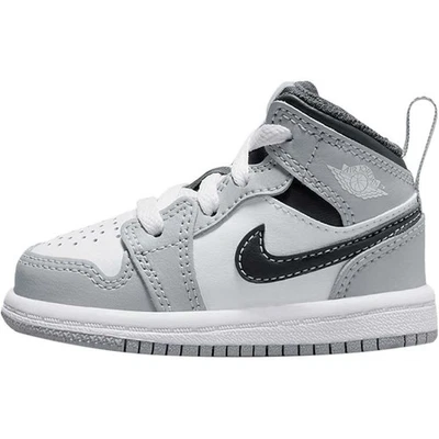 Nike Air Jordan 1 Mid SE Zapatos de Baloncesto Tenis Gris Negro Blanco Niño Pequeño Foto 1 de 4