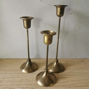 Konvolut 3 Vintage Modernist Kerzenständer aus Messing / Ref. A411 - Bild 1 von 10