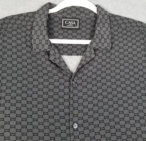 CASAMODA Button Up Hemd Herren Extra Large XL grau schwarz Allover Print Ketten - Bild 1 von 14