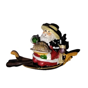 De Colección Adorno de Papá Noel Tema de Chef Italiano con Pasta y Vino Góndola Italia Adorno - Imagen 1 de 4