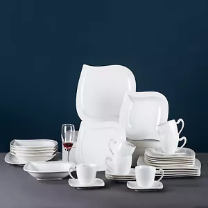 MALACASA Elvira 30 piezas Juego de vajilla de porcelana Platos Tazas Platillos Juego de vajilla - Imagen 1 de 9