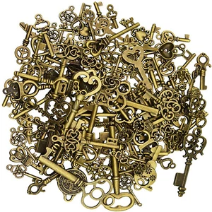 125Pcs/Set Vintage Style Antique Skeleton Furniture Cabinet Old Lock Keys Jewels - Picture 1 of 8