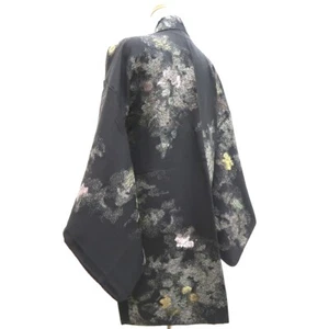9880B3 Silk Vintage Japanese Kimono Haori Jacket Smoke - Picture 1 of 8