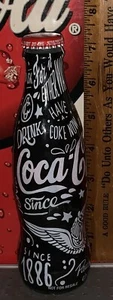 2021 WORLD OF COCA - COLA CHALK TALK WRAPPED 8 OUNCE GLASS COCA COLA BOTTLE - Picture 1 of 4