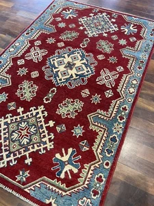 Tribal Teppich Geometrisch Kazak Handarbeit 3x5 Wolle Orientteppich - Bild 1 von 8