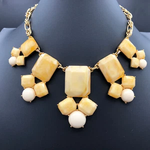 Kate Spade Necklace Swirl Around 16" Yellow Ivory 12K Plate Graduated Bib Choker - Picture 1 of 8