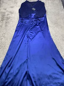 MIUSOL Evening Dress Women 3XL Sapphire Blue Satin Formal Lace A-Line Maxi NWT - Picture 1 of 12