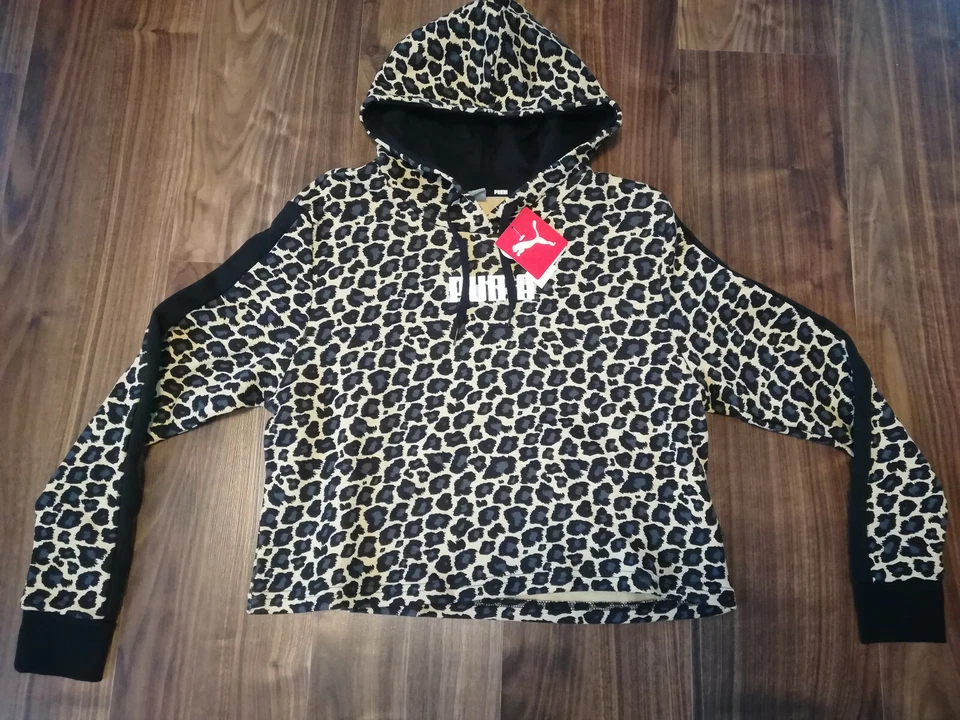 Puma Damen Kapuzen Pullover 848281-03 Sweatshirts Hoodie leoparden muster Neu S