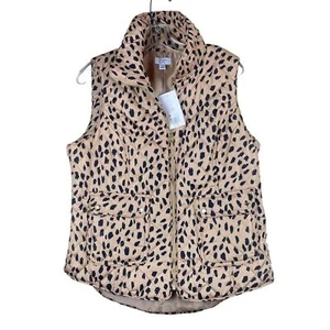 NWT Crown & Ivy Leopard Print Full Zip Vest Size Large - Picture 1 of 10