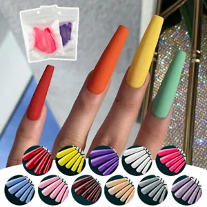 False Nails 24 Extra Long Press On Ballerina Matte Glossy Set Full Cover Coffin* - Picture 1 of 35