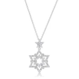 Stella 0.3ct CZ Rhodium Star Drop Necklace - Picture 1 of 4