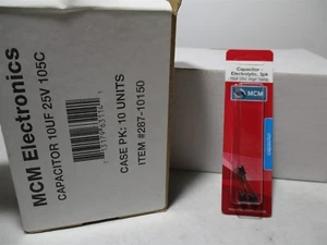 MCM Electronics 287-10150 Radial Leaded 10µF 25V High Temp Capacitor - Lot of 30 - Picture 1 of 3
