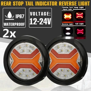 2x 4" inch LED Round Tail Brake Stop Turn Signal Light Lamp DRL Truck Trailer RV - Picture 1 of 10