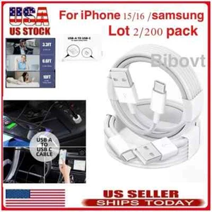 USB-A Cable Fast Charger Type C Charging Data lot Cord IPhone 15 16 Pro Max Plus - Picture 1 of 9