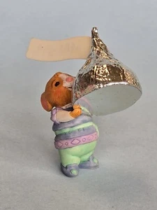 Super Cute Miniature Tiny Mouse Holding Hershey Kiss Hallmark 1990s - Picture 1 of 6