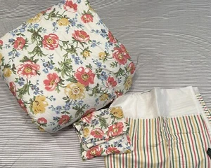 Juego de edredón Lauren Ralph Lauren Queen completo blanco rosa floral rayas fundas RARO - Imagen 1 de 9