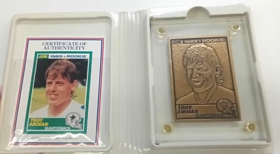 Tarjeta de bronce Highland Mint Sports Collection Troy Aikman Topps 1989 2153/5000 Foto 1 de 4