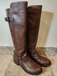 G By Guess | Women’s Tall Faux Leather Brown Zipper Boots Size 8.5 M | CUTE! 💖 - Picture 1 of 15