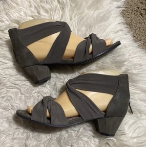 Eileen Fisher Joy Knotted Gray Mesh Zip Sandals Size 6.5 - Picture 1 of 11